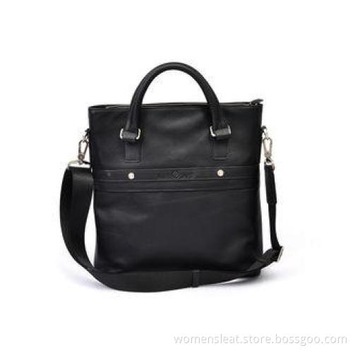 Napa Genuine Mens Leather Bag Tote with Mat Silver Hardware